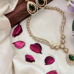 Vriksham Classic Crystal Shine Tear Drop Style AD Stone Neckpiece-Green-G20406