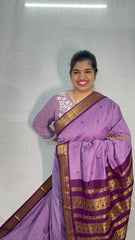 Vriksham Lavender & Wine Border With Butta Design Kalyani Cotton Saree-VS4971