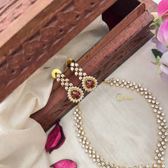 Vriksham Premiums AD Stone Pear Design Neckpiece-Red-G20387