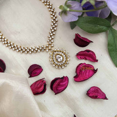 Vriksham Premiums AD Stone Pear Design Neckpiece-White-G20389