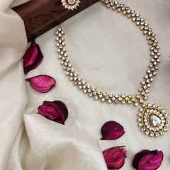 Vriksham Premiums AD Stone Pear Design Neckpiece-White-G20389