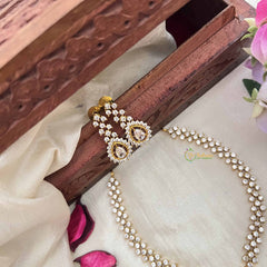 Vriksham Premiums AD Stone Pear Design Neckpiece-White-G20389