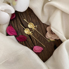 Vriksham Maanga Bugadi Style Earrings-Red Green-Pearls-G16677