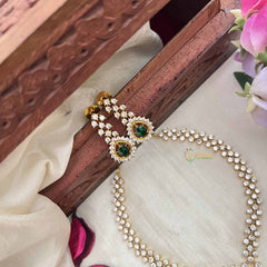 Vriksham Premiums AD Stone Pear Design Neckpiece-Green-G20388