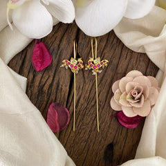 Vriksham Peacock Bugadi Style Earrings-Red-G16664