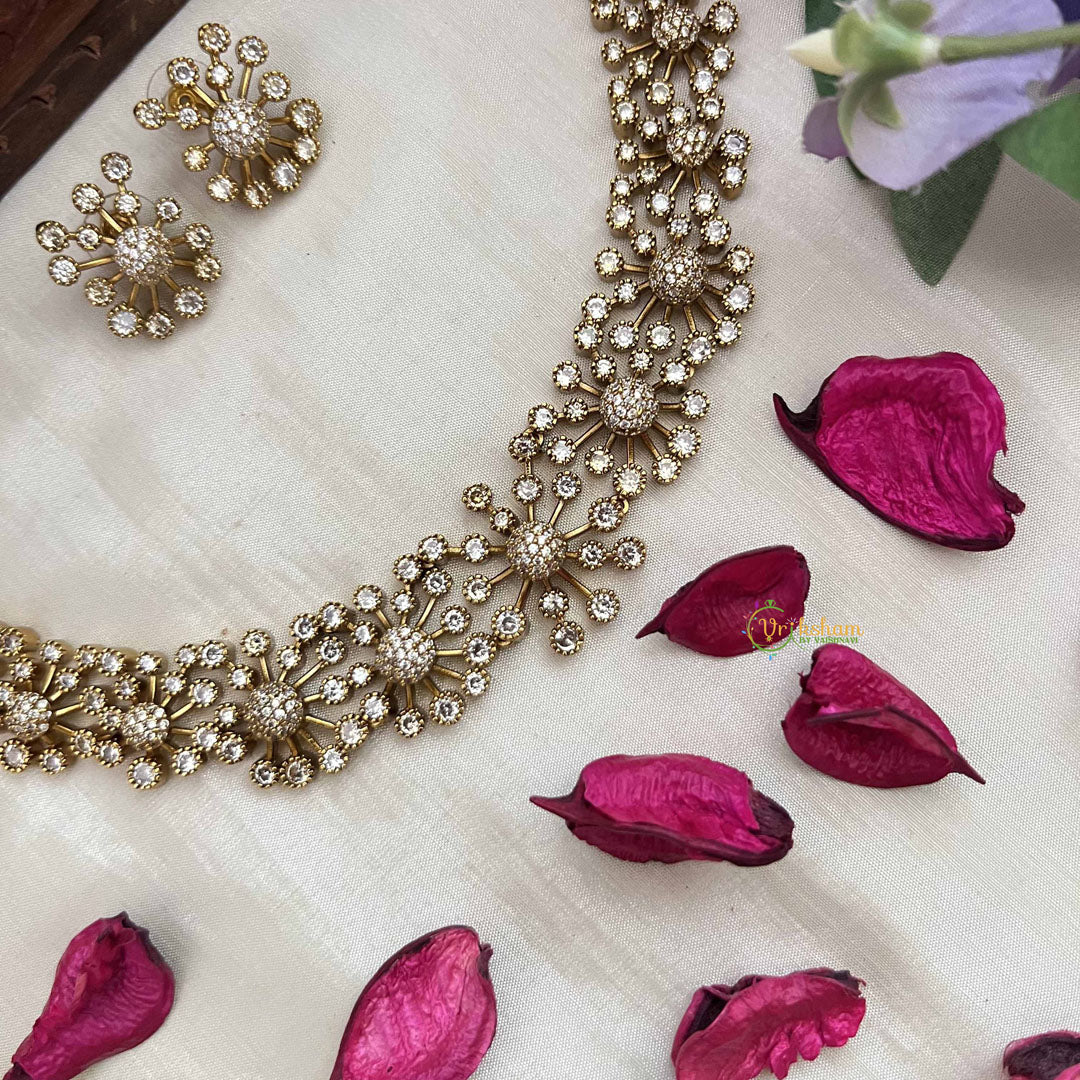 Vriksham Vibrant Floral AD Stone With Gold Touch Neckpiece-G20394