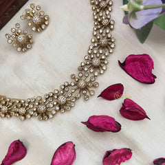Vriksham Vibrant Floral AD Stone With Gold Touch Neckpiece-G20394