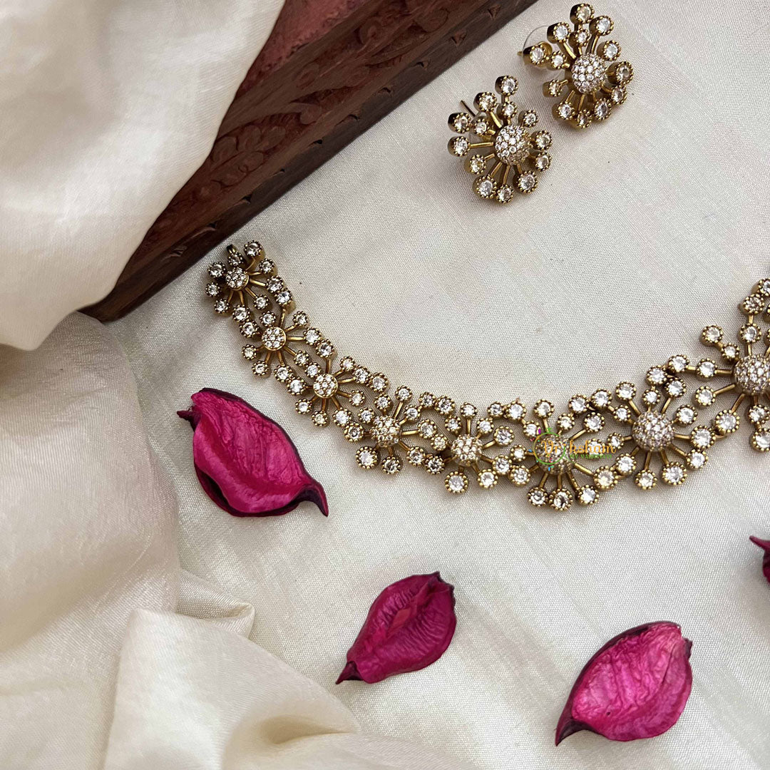 Vriksham Vibrant Floral AD Stone With Gold Touch Neckpiece-G20394