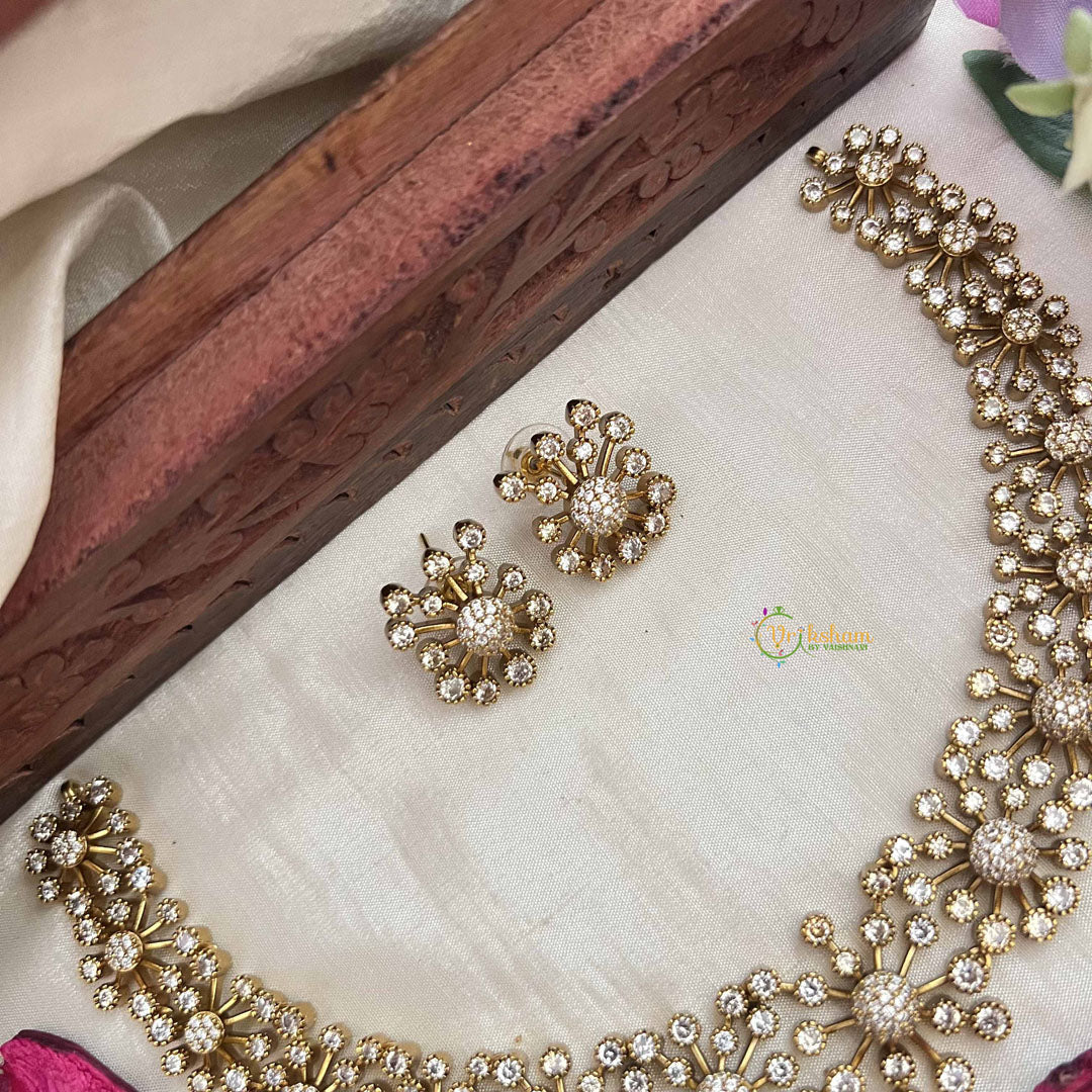 Vriksham Vibrant Floral AD Stone With Gold Touch Neckpiece-G20394