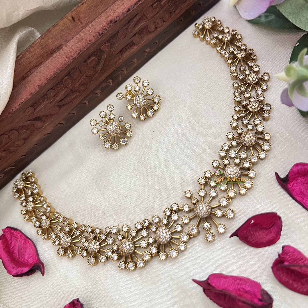 Vriksham Vibrant Floral AD Stone With Gold Touch Neckpiece-G20394