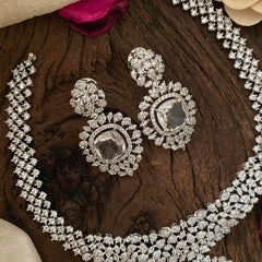 Elegant American Diamond Short Neckpiece -White-G12613