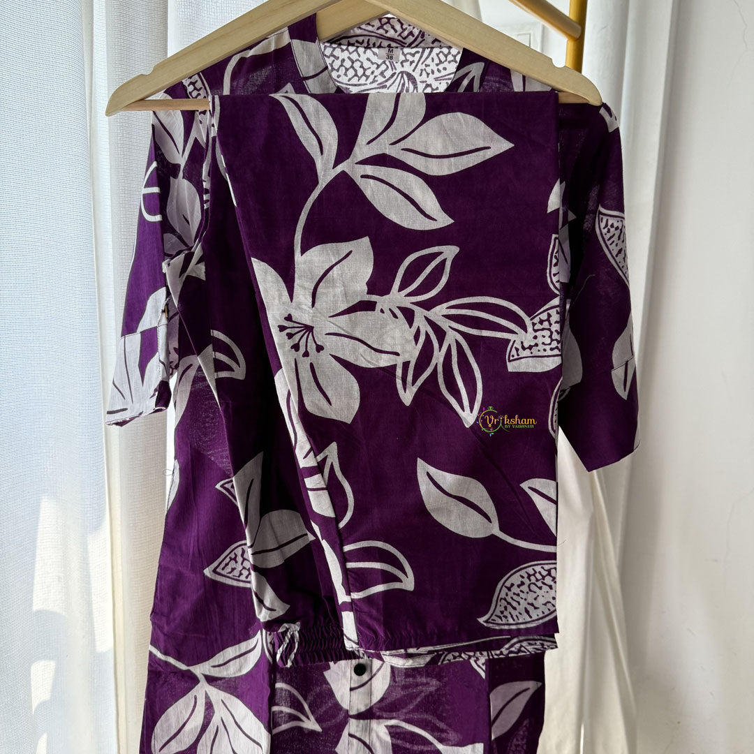 Vriksham Printed Co-ord Set-Purple-VS4414