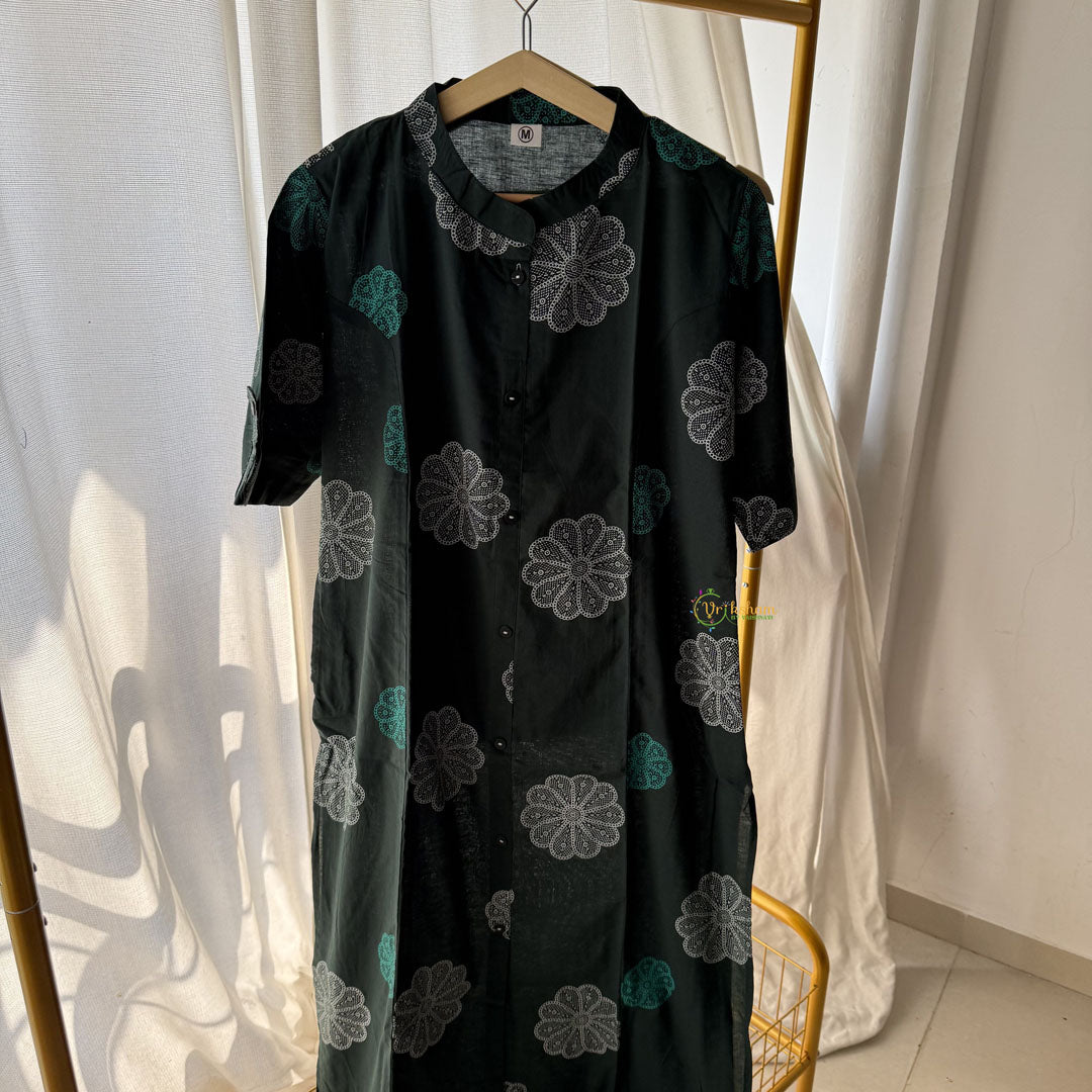 Vriksham Floral Print Co-ord Set-Bottle Green-VS4412