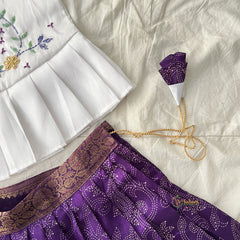 Purple & White Colour Embroidered Girls Lehenga Set -VS3769