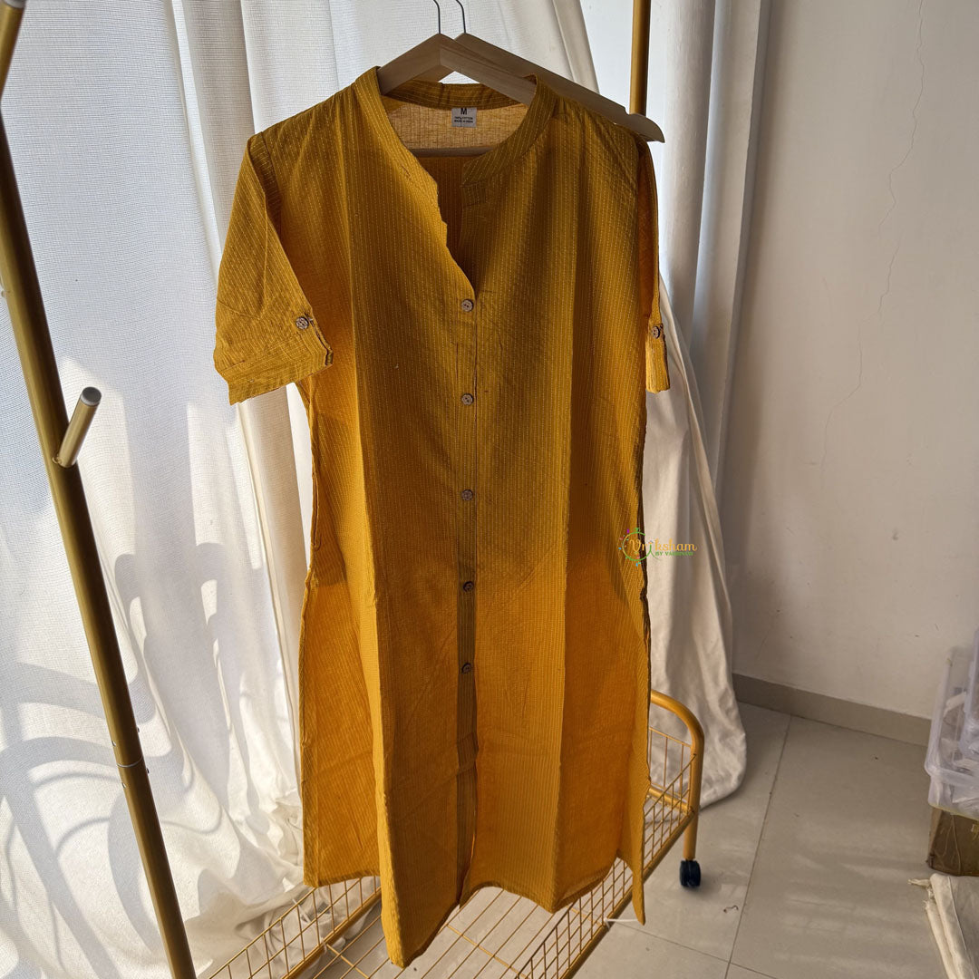 Vriksham Striped Co-ord Set-Mustered Yellow-VS4411