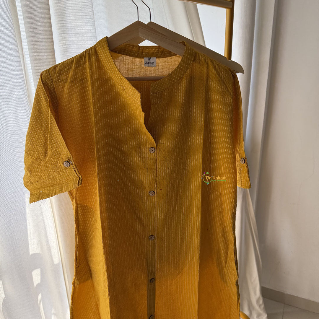 Vriksham Striped Co-ord Set-Mustered Yellow-VS4411