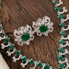 Nita Ambani Emerald Green American Diamond Pendant Neckpiece -G12620