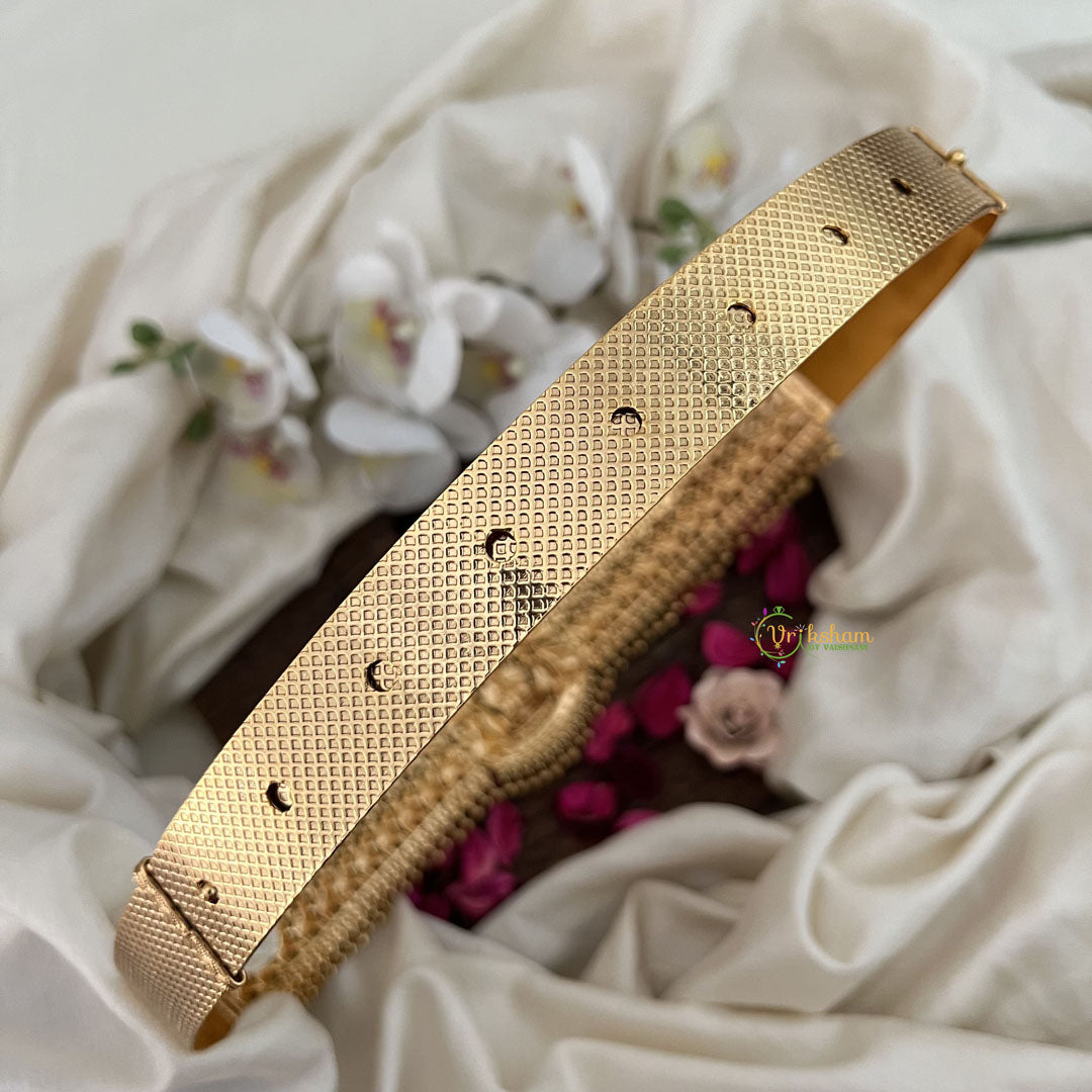 Vriksham Elegant Lakahmi With Elephant Design Hipbelt-Red-Gold Bead-G19622