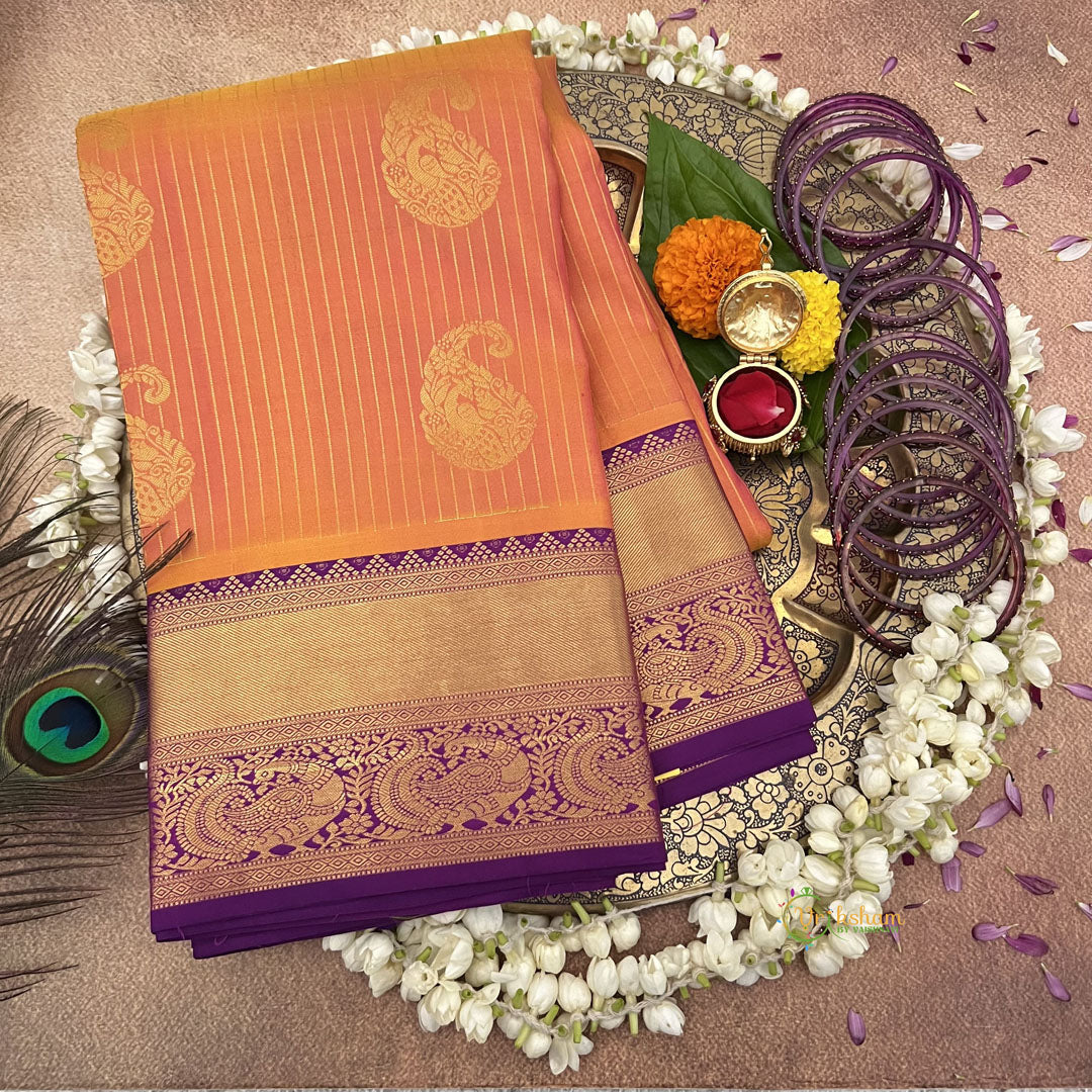 Double Shaded Mango Yellow Korvai Vairaoosi Pure Silk Saree - VS3987