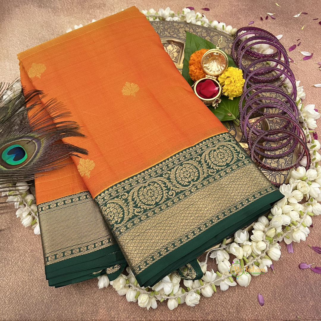 Orange Korvai Pure Silk Saree - VS3984