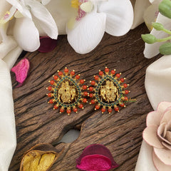 Vriksham Green AD Stone Radha Krishana Studs-Coral Bead-G16636