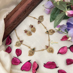 Vriksham Premium Golden Manga With Gold Chain Neckpiece-Red Green-G20395
