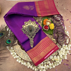 Purple Korvai Pure Silk Saree - VS3974