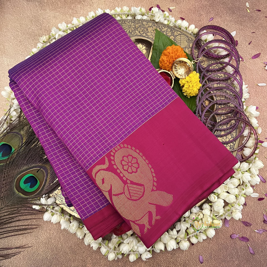 Purple Korvai Vairaoosi Podi Kattam Pure Silk Saree - VS3986