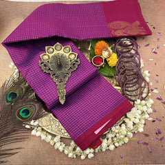 Purple Korvai Vairaoosi Podi Kattam Pure Silk Saree - VS3986