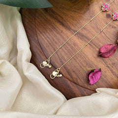 Vriksham Premium Floral Stone Pendant Anklets-Red-J3967