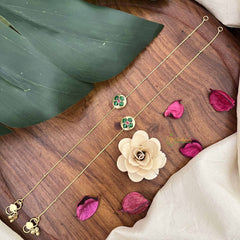 Vriksham Unique Green Floral Stone Pendant Anklets-J3962