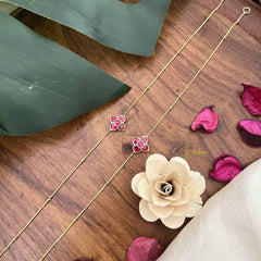 Vriksham  Precious Jadau Kundan Anklets -Floral-Red-J3977