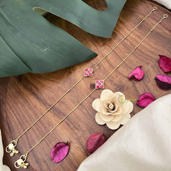 Vriksham  Precious Jadau Kundan Anklets -Floral-Red-J3977