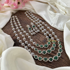 Vriksham Premium American Diamond Neckpiece-Green-G16885