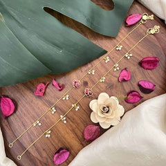 Vriksham Precious Jadau Kundan Pendant Anklets-Red-Tilak-Pearls-J3976