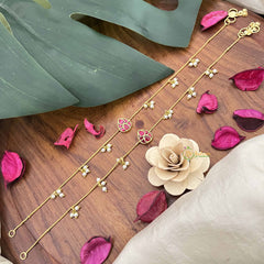 Vriksham Precious Jadau Kundan Pendant Anklets-Red-Tilak-Pearls-J3976