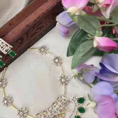 Vriksham Elegant Kundan Bridal With Green Beads AD Stones Neckpiece-Green-G20398