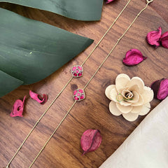 Vriksham Antique Designer Stone Pendant Anklets-Red-J3965