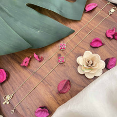 Vriksham Antique Designer Stone Pendant Anklets-Red-J3965