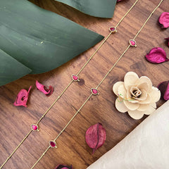 Vriksham  Precious Stone Pendant Tear Drop Anklets-J3969