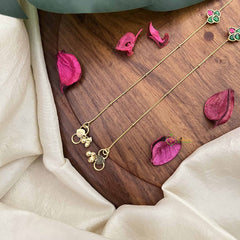 Vriksham Leaf Style Jadau Kundan Anklets-Red Green-J3981