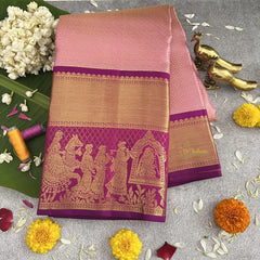 Bridal Baby Pink Korvai Pure Silk Saree - VS3995