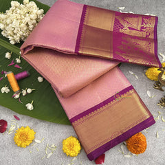 Bridal Baby Pink Korvai Pure Silk Saree - VS3995