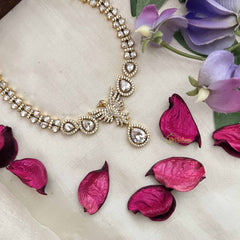 Vriksham Elegant Crystal Shine Peacock With Pear Style AD Stone Neckpiece-G20403