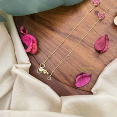 Vriksham Trio Leaf Style Jadau Kundan Anklets-Red-J3986