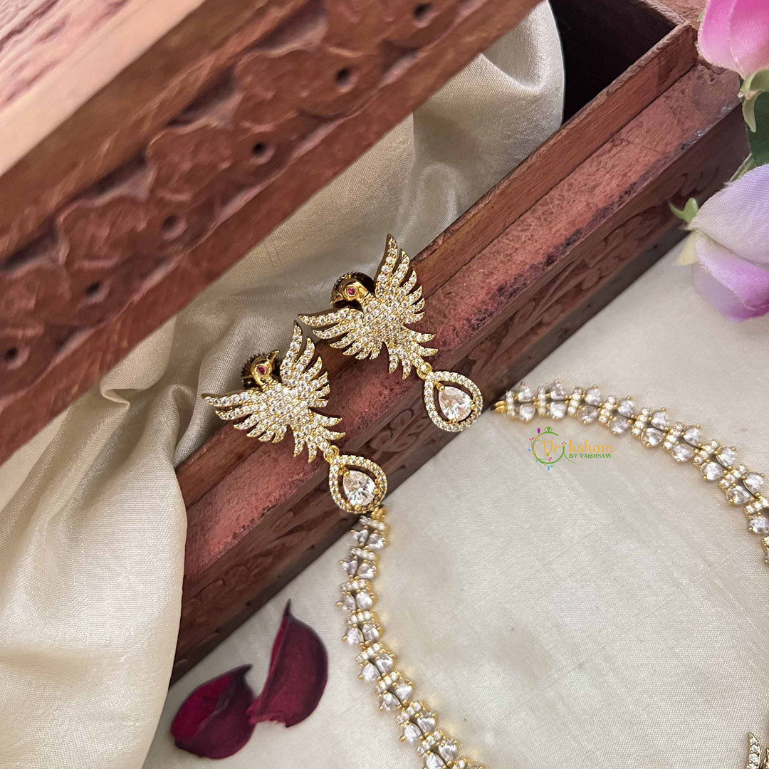 Vriksham Elegant Crystal Shine Peacock With Pear Style AD Stone Neckpiece-G20403
