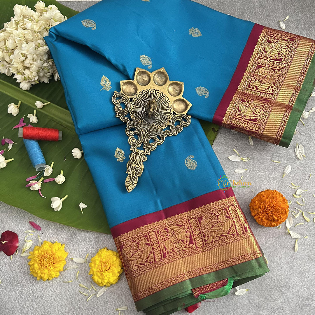 Firosa Ganga Jamanu Border Korvai Pure Silk Saree - VS3999
