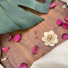 Vriksham Precious Designer Jadau Kundan Anklets-Red-J3970