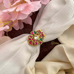 Vriksham Heritage Cluster Dual Peacock Kemp Stones Kundan Jadau Finger Ring-J4200