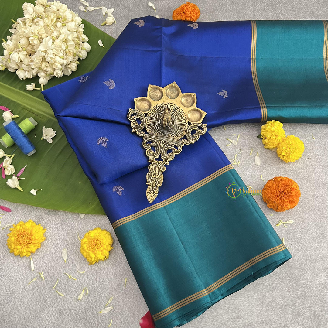 Royal Blue Korvai Kanchi Soft Silk Saree - VS4006